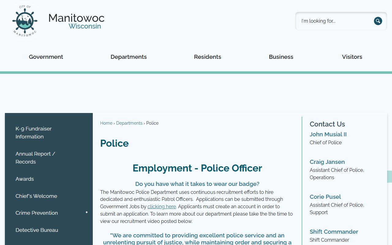 Manitowoc Jail Mugshots Manitowoc Police Department page