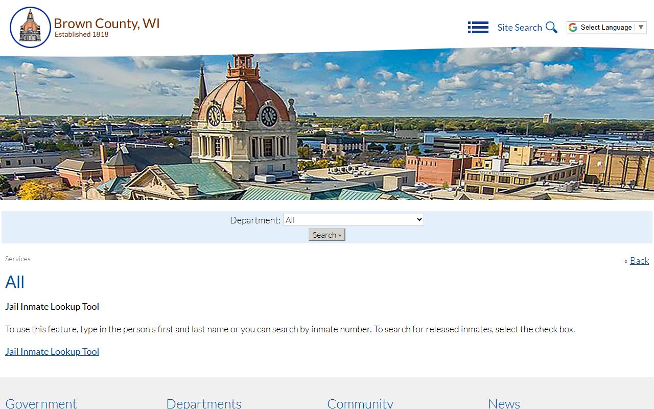 Brown County Jail Mugshots jail services page