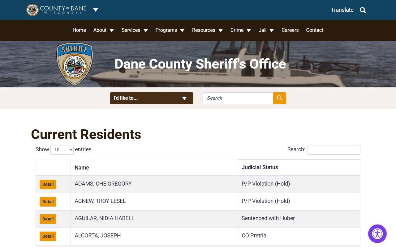 Dane County Jail Mugshots inmate lookup tool