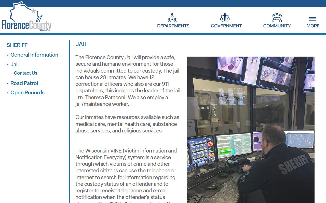 Florence County Jail Mugshots jail information page