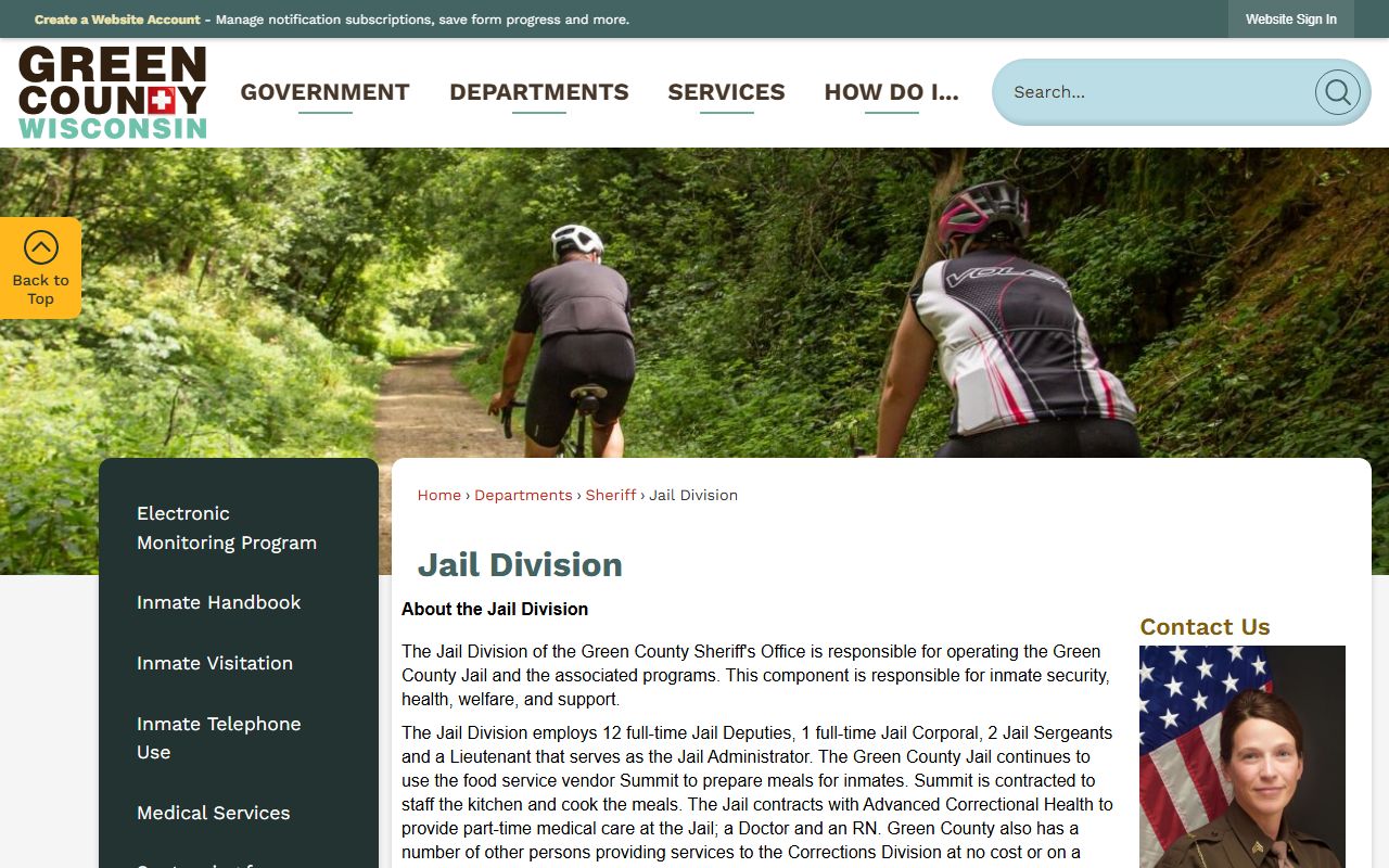 Green County Jail Mugshots jail division page