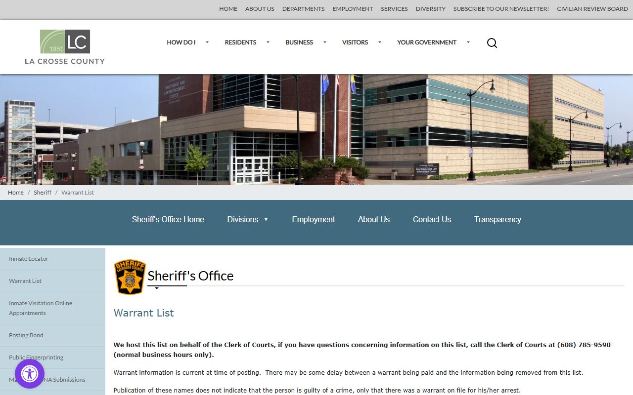 La Crosse County Jail Mugshots warrant search source