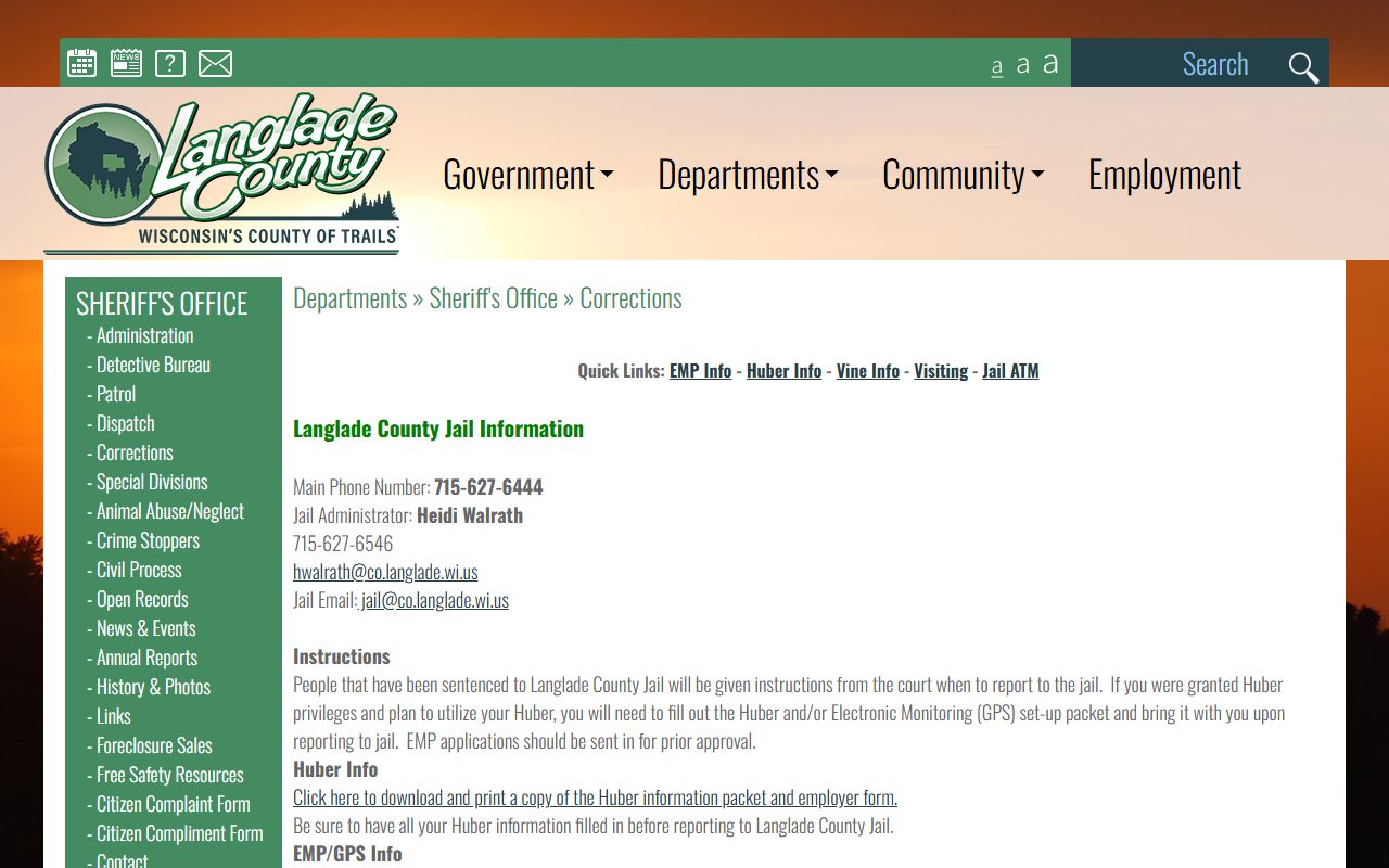 Langlade County Jail Mugshots corrections page