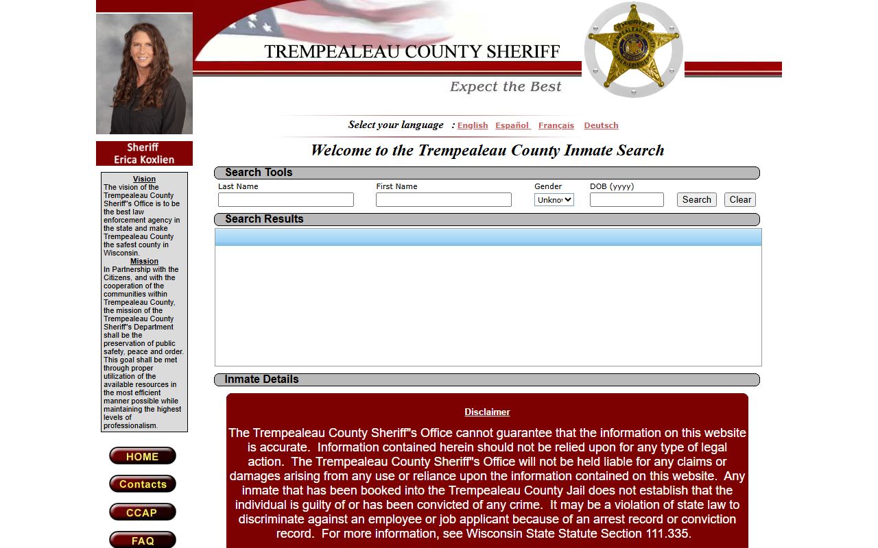 Trempealeau County Jail Mugshots inmate locator