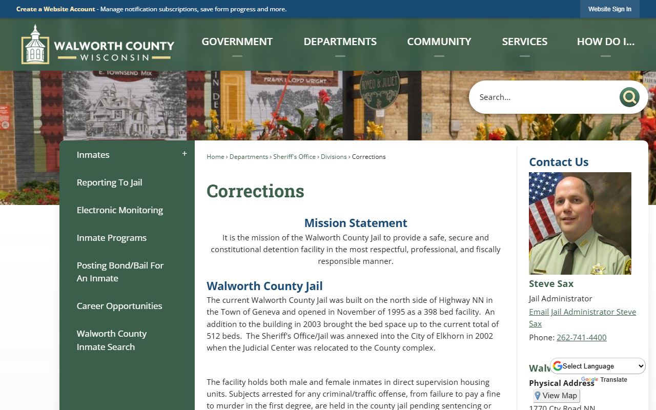 Walworth County Jail Mugshots corrections page