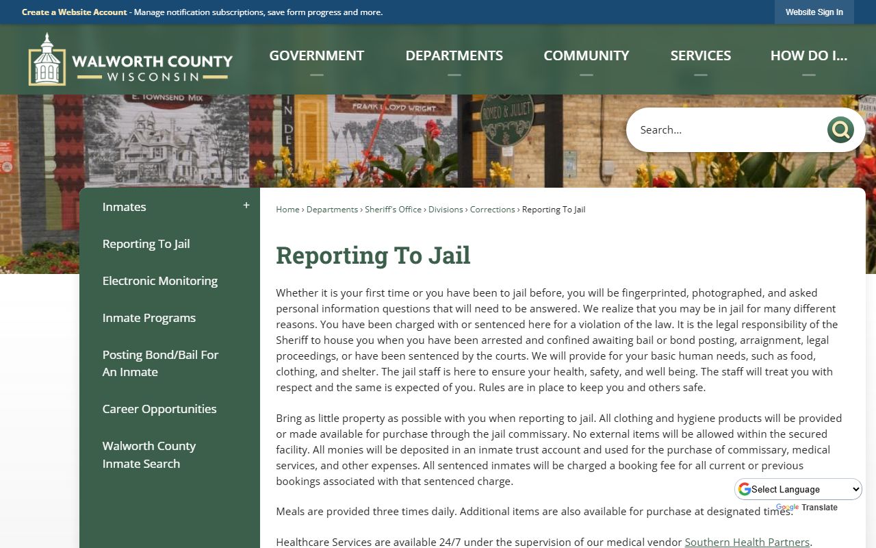 Walworth County Jail Mugshots reporting to jail page