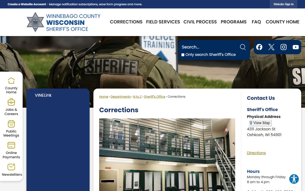 Winnebago County Jail Mugshots corrections page